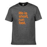 UT LIFE IS SHORT, RUN FAST Premium Slogan T-Shirt